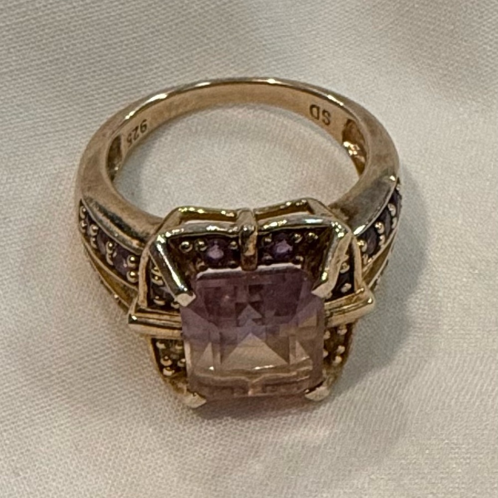 Ametrine vintage ring size 7.75-8? sterling silver w/ gold layer over 925 Estate - Picture 10 of 14